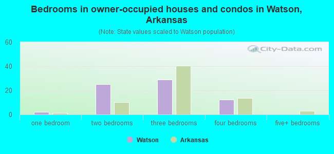Bedrooms in owner-occupied houses and condos in Watson, Arkansas