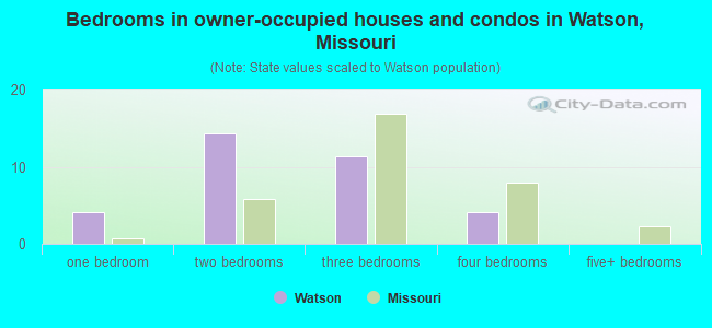 Bedrooms in owner-occupied houses and condos in Watson, Missouri