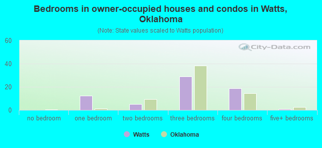 Bedrooms in owner-occupied houses and condos in Watts, Oklahoma