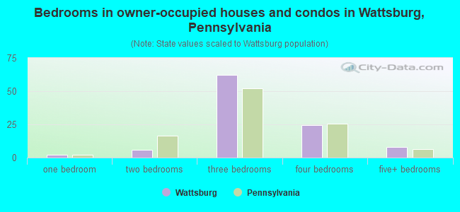 Bedrooms in owner-occupied houses and condos in Wattsburg, Pennsylvania