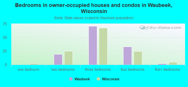 Bedrooms in owner-occupied houses and condos in Waubeek, Wisconsin