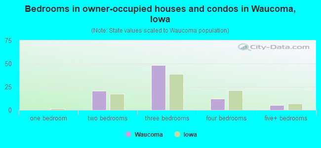 Bedrooms in owner-occupied houses and condos in Waucoma, Iowa