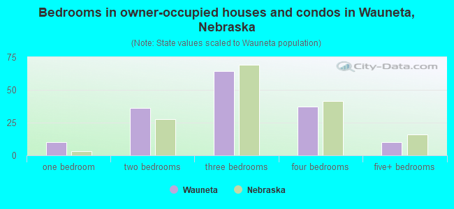 Bedrooms in owner-occupied houses and condos in Wauneta, Nebraska