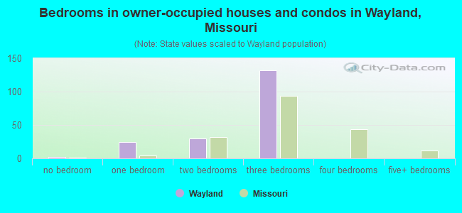 Bedrooms in owner-occupied houses and condos in Wayland, Missouri