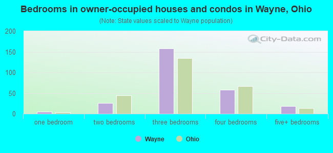 Bedrooms in owner-occupied houses and condos in Wayne, Ohio