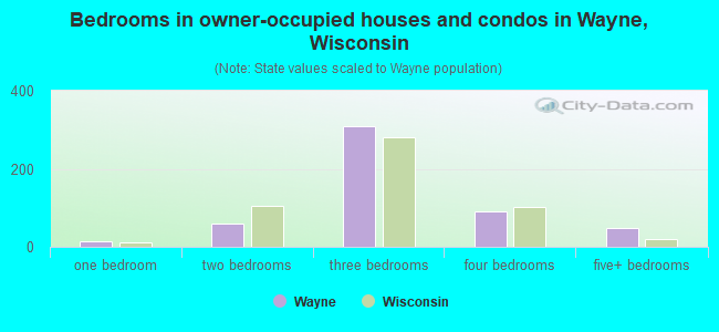 Bedrooms in owner-occupied houses and condos in Wayne, Wisconsin