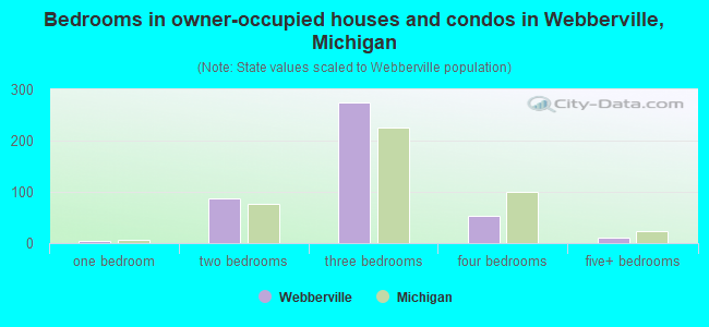 Bedrooms in owner-occupied houses and condos in Webberville, Michigan