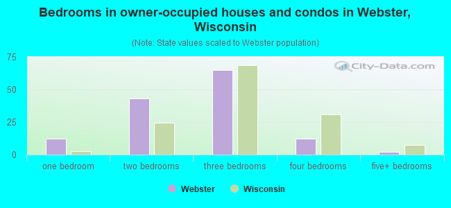 Bedrooms in owner-occupied houses and condos in Webster, Wisconsin