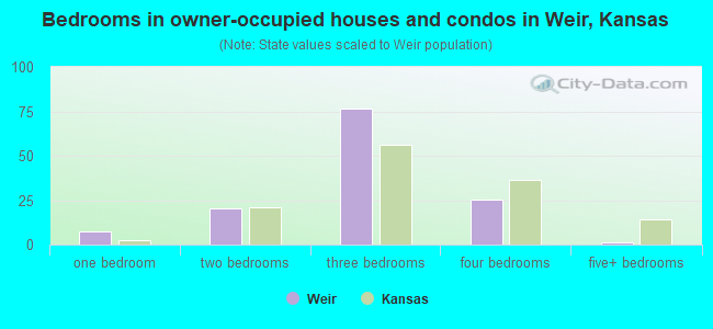 Bedrooms in owner-occupied houses and condos in Weir, Kansas