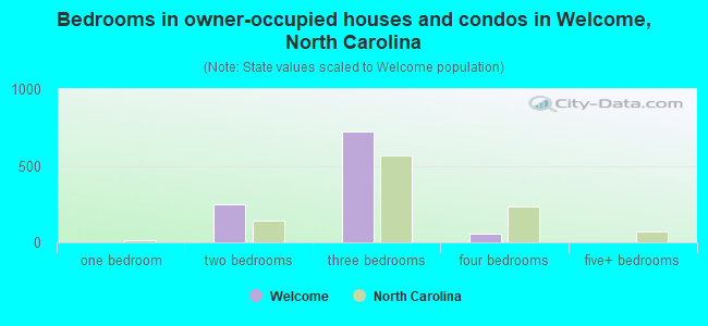 Bedrooms in owner-occupied houses and condos in Welcome, North Carolina