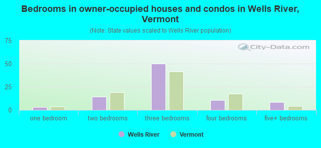 Bedrooms in owner-occupied houses and condos in Wells River, Vermont