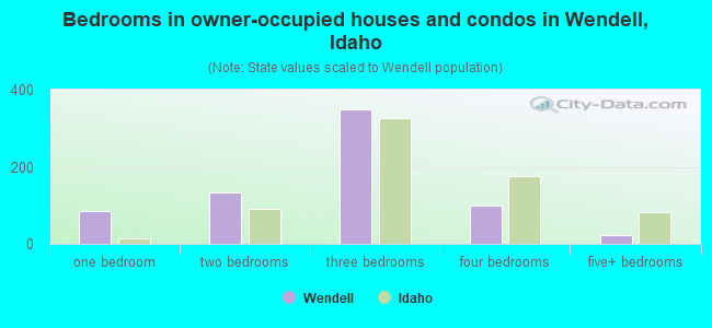 Bedrooms in owner-occupied houses and condos in Wendell, Idaho