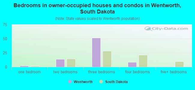 Bedrooms in owner-occupied houses and condos in Wentworth, South Dakota