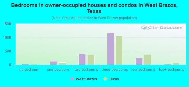 Bedrooms in owner-occupied houses and condos in West Brazos, Texas