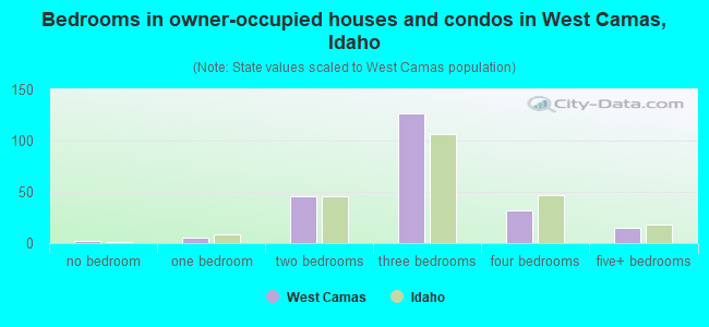 Bedrooms in owner-occupied houses and condos in West Camas, Idaho