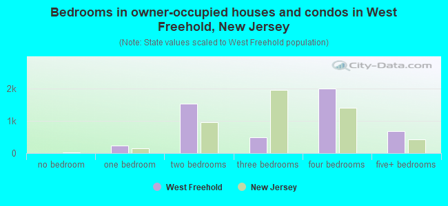 Bedrooms in owner-occupied houses and condos in West Freehold, New Jersey