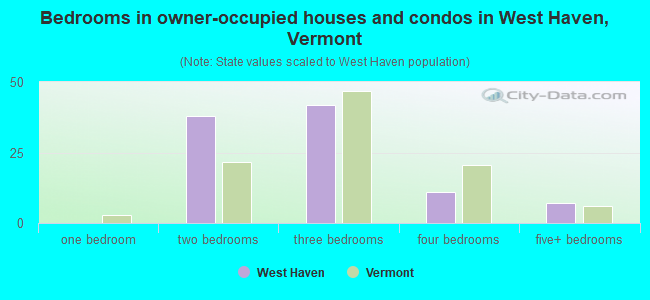 Bedrooms in owner-occupied houses and condos in West Haven, Vermont