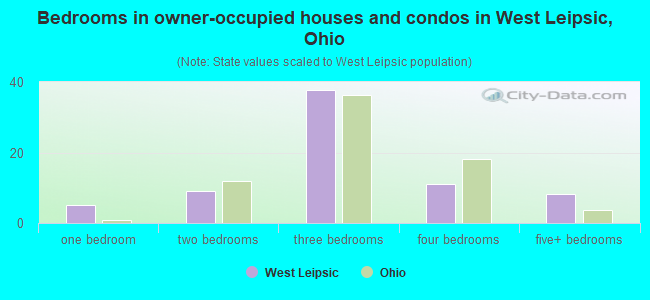 Bedrooms in owner-occupied houses and condos in West Leipsic, Ohio