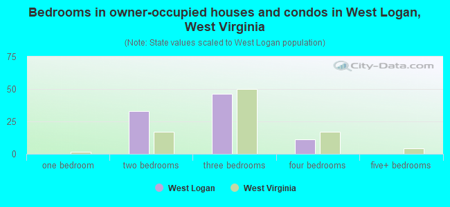 Bedrooms in owner-occupied houses and condos in West Logan, West Virginia
