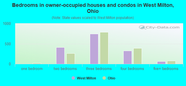 Bedrooms in owner-occupied houses and condos in West Milton, Ohio
