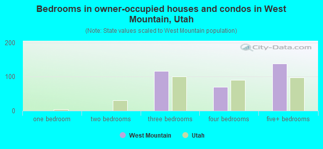 Bedrooms in owner-occupied houses and condos in West Mountain, Utah