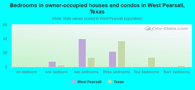 Bedrooms in owner-occupied houses and condos in West Pearsall, Texas