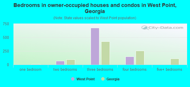 Bedrooms in owner-occupied houses and condos in West Point, Georgia