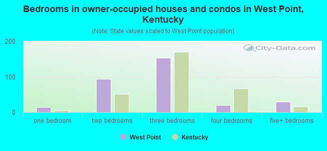 Bedrooms in owner-occupied houses and condos in West Point, Kentucky
