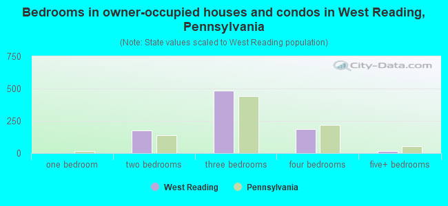 Bedrooms in owner-occupied houses and condos in West Reading, Pennsylvania