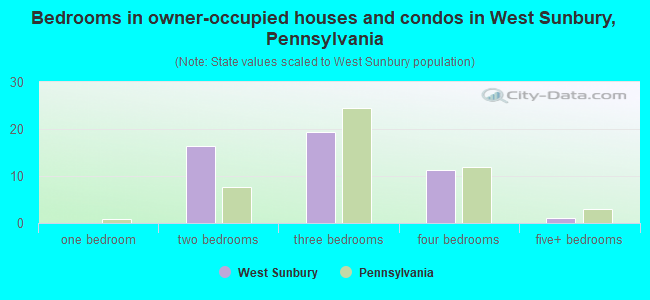 Bedrooms in owner-occupied houses and condos in West Sunbury, Pennsylvania