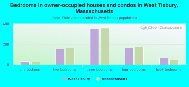 Bedrooms in owner-occupied houses and condos in West Tisbury, Massachusetts