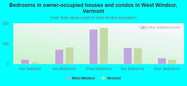 Bedrooms in owner-occupied houses and condos in West Windsor, Vermont