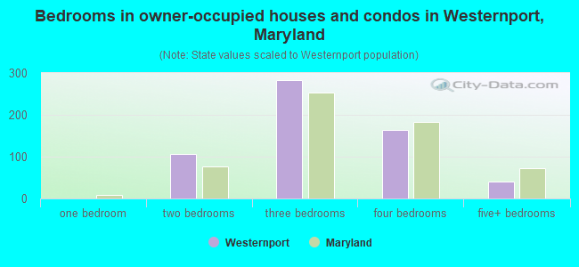 Bedrooms in owner-occupied houses and condos in Westernport, Maryland