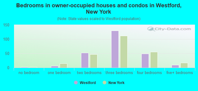 Bedrooms in owner-occupied houses and condos in Westford, New York