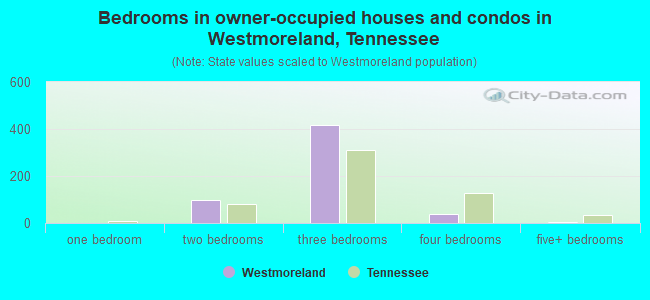 Bedrooms in owner-occupied houses and condos in Westmoreland, Tennessee