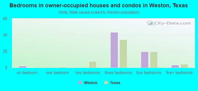 Bedrooms in owner-occupied houses and condos in Weston, Texas