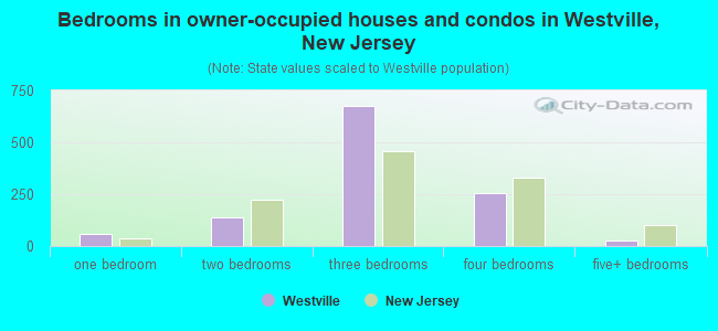 Bedrooms in owner-occupied houses and condos in Westville, New Jersey