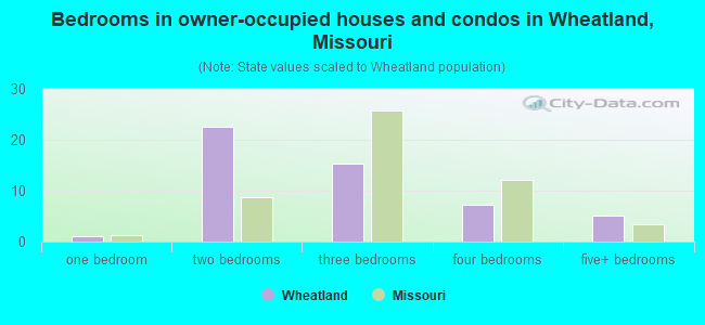 Bedrooms in owner-occupied houses and condos in Wheatland, Missouri