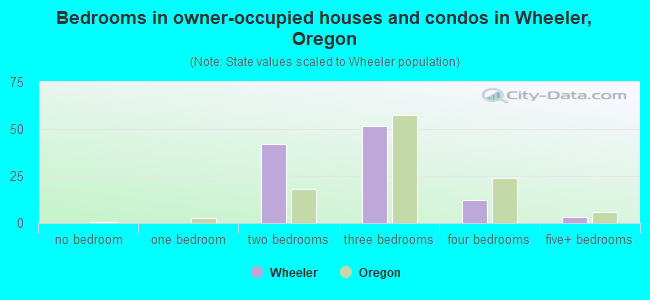 Bedrooms in owner-occupied houses and condos in Wheeler, Oregon