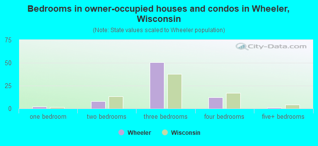 Bedrooms in owner-occupied houses and condos in Wheeler, Wisconsin