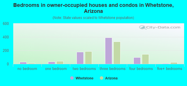 Bedrooms in owner-occupied houses and condos in Whetstone, Arizona