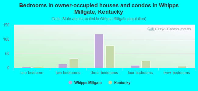 Bedrooms in owner-occupied houses and condos in Whipps Millgate, Kentucky