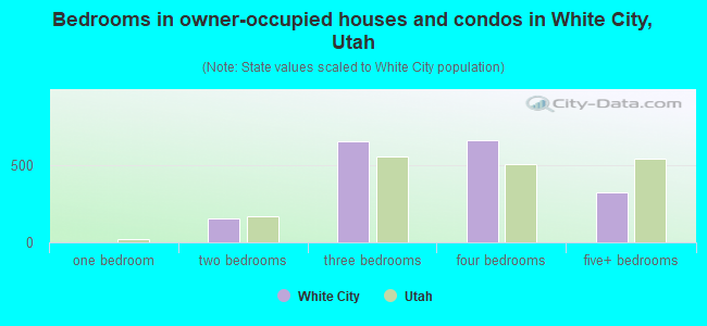 Bedrooms in owner-occupied houses and condos in White City, Utah