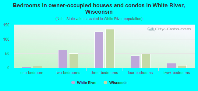 Bedrooms in owner-occupied houses and condos in White River, Wisconsin