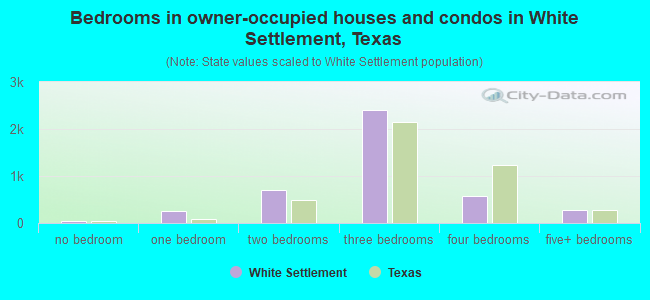 Bedrooms in owner-occupied houses and condos in White Settlement, Texas