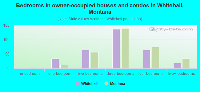 Bedrooms in owner-occupied houses and condos in Whitehall, Montana