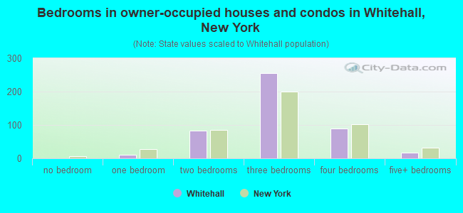 Bedrooms in owner-occupied houses and condos in Whitehall, New York