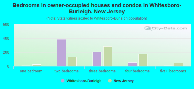 Bedrooms in owner-occupied houses and condos in Whitesboro-Burleigh, New Jersey