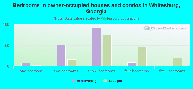 Bedrooms in owner-occupied houses and condos in Whitesburg, Georgia