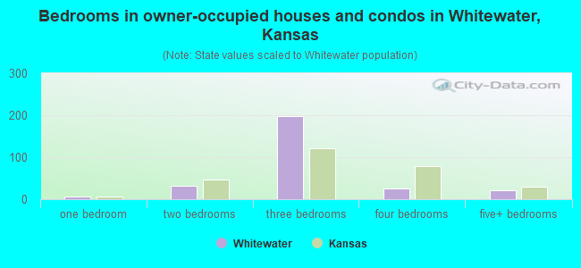 Bedrooms in owner-occupied houses and condos in Whitewater, Kansas